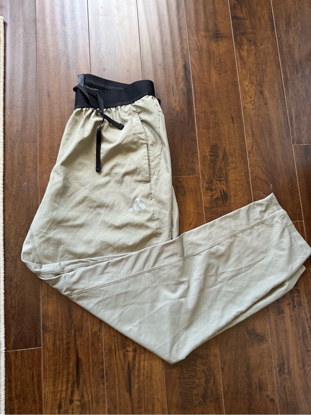 NEW adidas Men's khaki light weight Joggers with Black Waistband